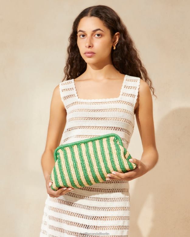 Loeffler Randall Frauen Trudie-Rahmenkupplung RHV8H391 natur/grün gestreift Taschen