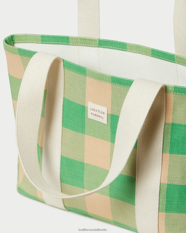 Loeffler Randall Frauen Bennett mittelgroße Tragetasche RHV8H314 Grün/Butterscotch-Karomuster Taschen