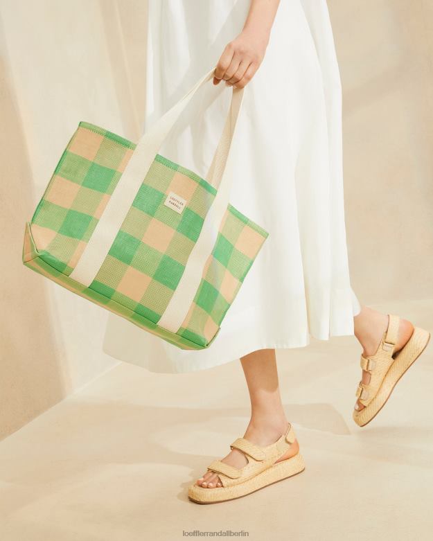 Loeffler Randall Frauen Bennett mittelgroße Tragetasche RHV8H314 Grün/Butterscotch-Karomuster Taschen