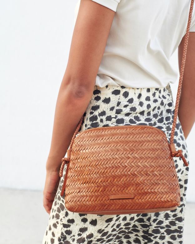 Loeffler Randall Frauen Gewebte Umhängetasche in Mallory-Braun RHV8H324 Holz Taschen