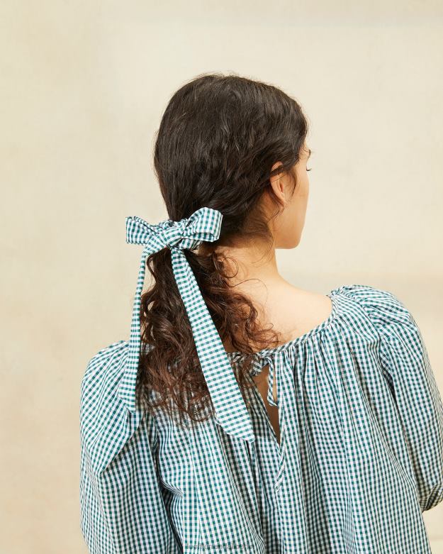 Loeffler Randall Frauen Haargummis mit Dee-Schleife RHV8H162 Muskatnuss/minigrünes Gingham Zubehör